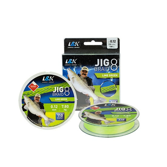 Fir Textil L&amp;K Jig 8 Braid Lime Green 0.06mm 110m 4kg
