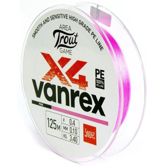 Fir Textil Lucky John Vanrex Area Trout Game X4 Braid Fluo Pink, 125m, 0.06mm, 2kg