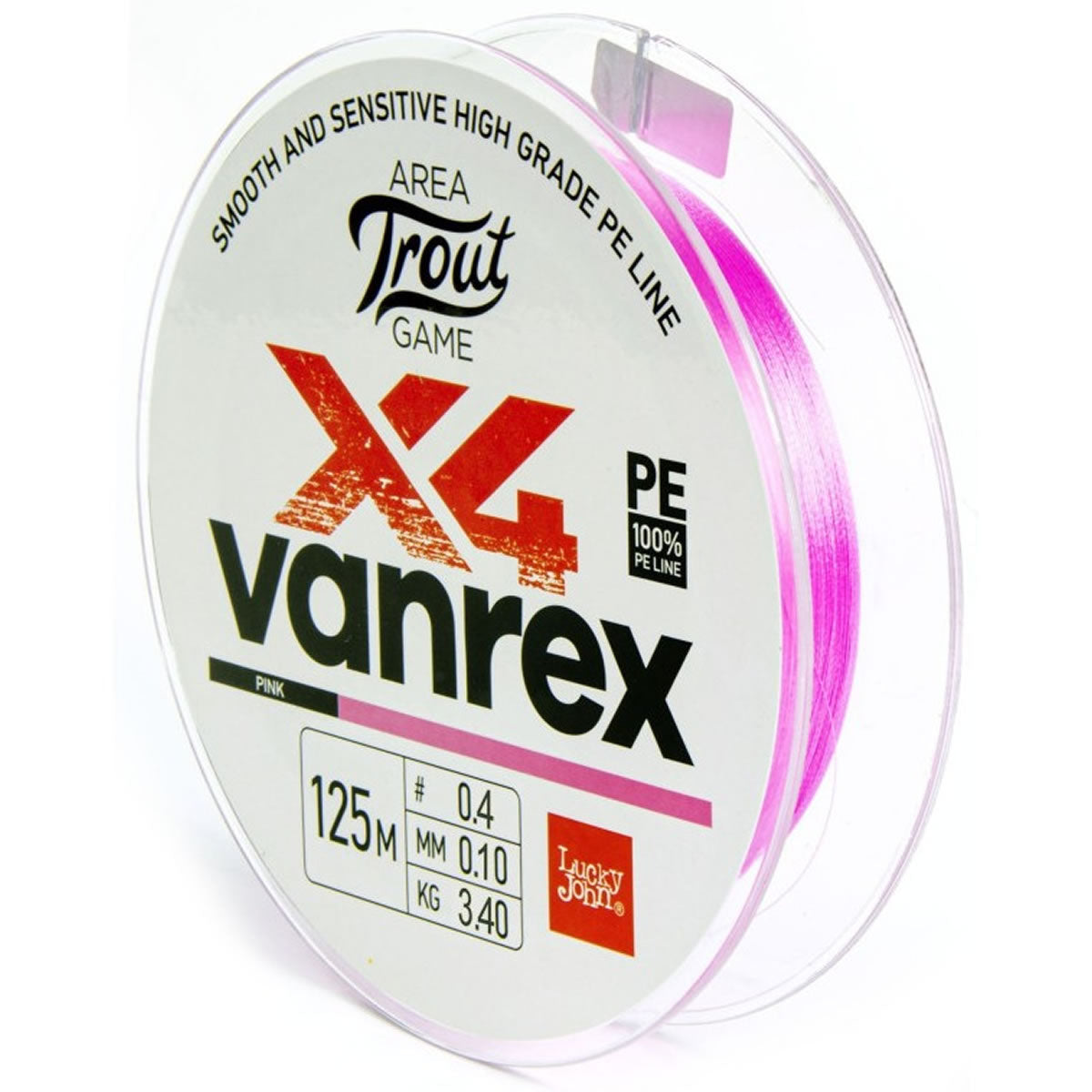 Fir Textil Lucky John Vanrex Area Trout Game X4 Braid Fluo Pink, 125m, 0.08mm, 2.5kg