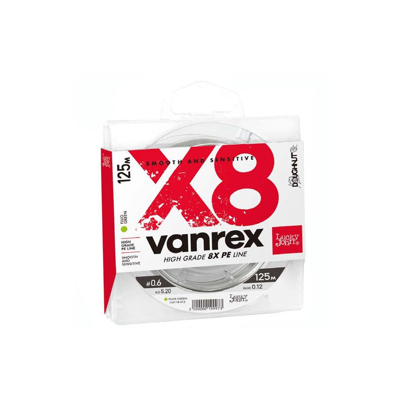 Fir Textil Lucky John Vanrex X8 Fluo Green 0.12mm 125m 5.2kg