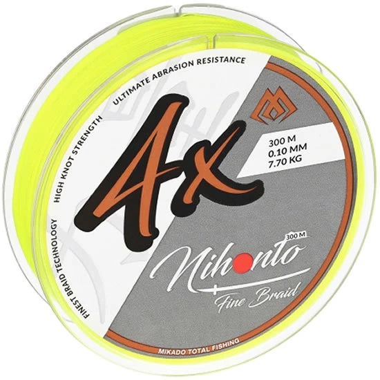 Fir Textil Mikado Nihonto Fine Braid, Fluo Yellow, 0.50mm, 41.8kg, 300m