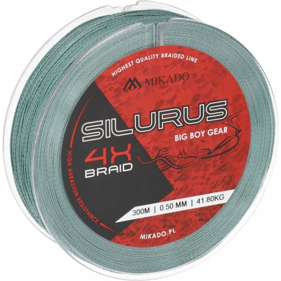 Fir Textil Mikado Silurus 4 X Braid, Green, 0.50mm, 41.80kg, 300m