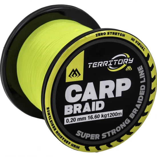 Fir Textil Mikado Territory Carp Braid, 0.16mm, 1200m, Fluo Yellow
