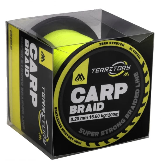Fir Textil Mikado Territory Carp Braid, 0.18mm, 1200m, Fluo Yellow