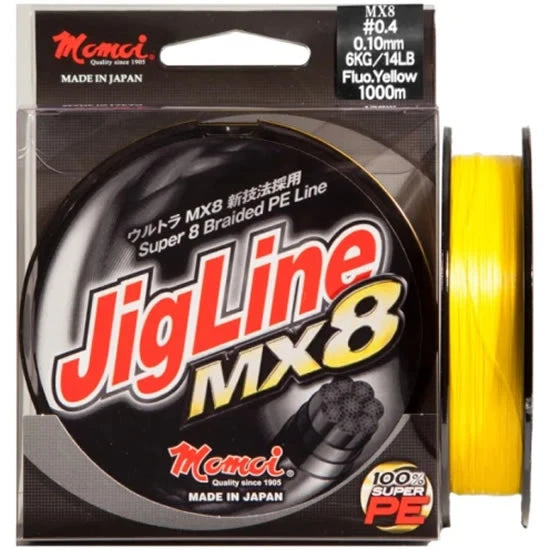 Fir Textil Momoi Jigline Mx8, Yellow Fluo, 125m, 0.20mm, 13kg/30lbs