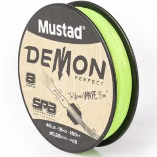 Fir Textil Mustad Demon Perfect Braid 8, Chartreuse, 0.10mm, 4.5kg, 150m