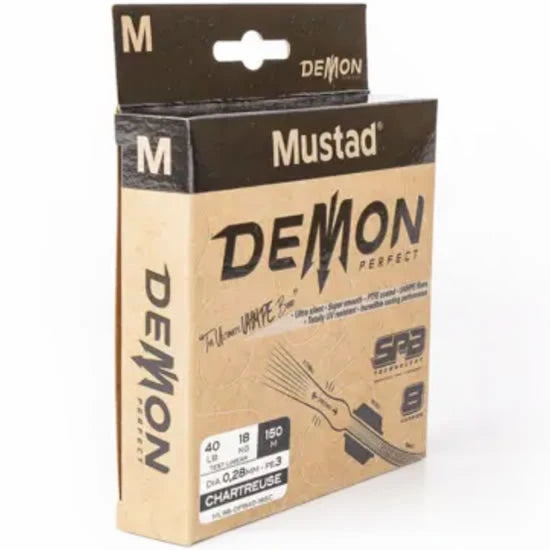 Fir Textil Mustad Demon Perfect Braid 8, Chartreuse, 0.10mm, 4.5kg, 150m