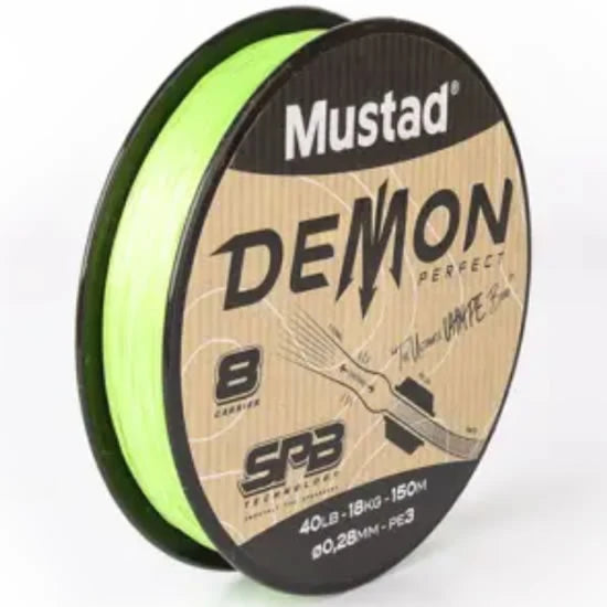 Fir Textil Mustad Demon Perfect Braid 8, Chartreuse, 0.16mm, 8.2kg, 150m