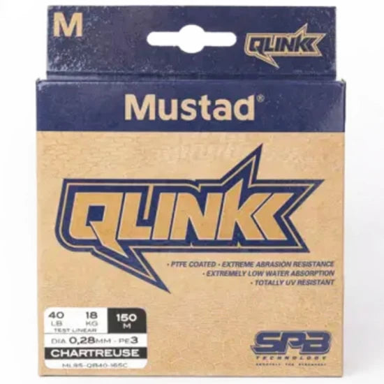 Fir Textil Mustad Qlink Braid, Charteuse, 0.16mm, 8.2kg, 150m