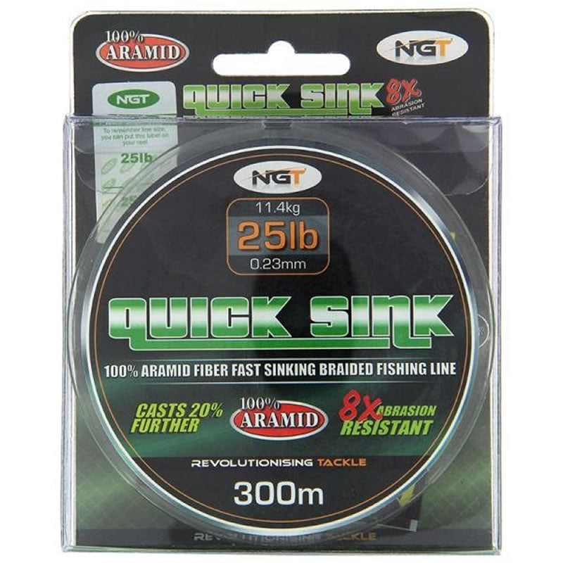 Fir Textil NGT Quick Sink, Moss Green, 0.23mm, 11.4kg/25lb, 300m