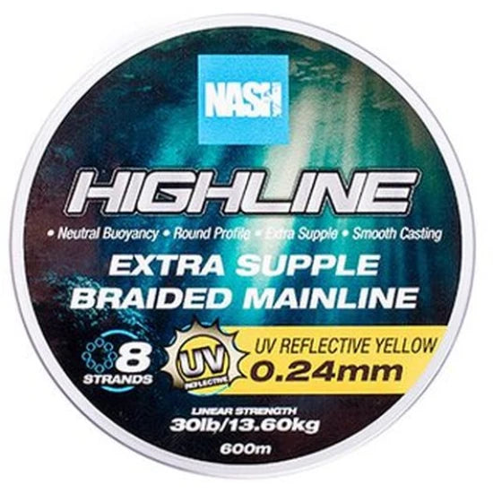 Fir Textil Nash Extra Supple Braid, Uv Yellow, 11.33kg, 25lbs, 0.18mm, 600m