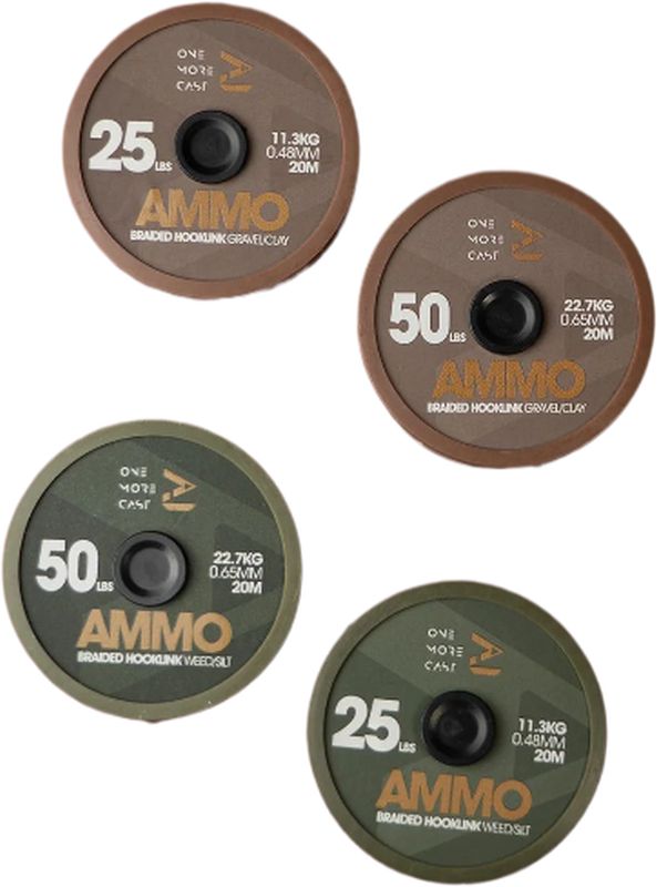 Fir Textil ONE MORE CAST Tackle Ammo Camo Braided Hooklink, Weed-Silt, 25lbs-11.30kg , 20m
