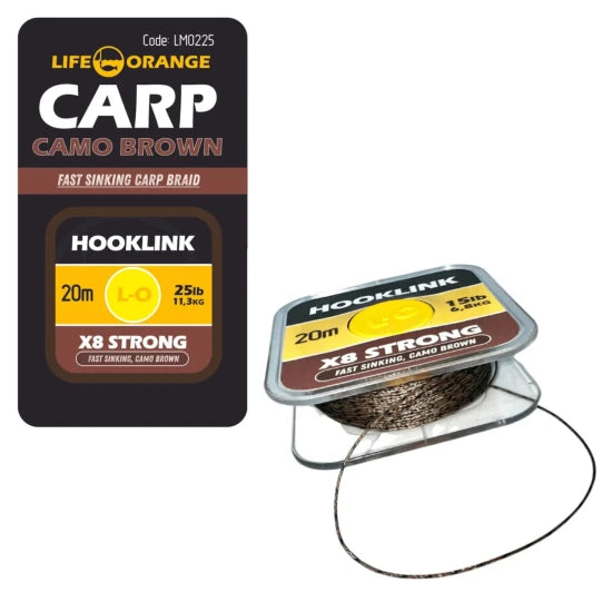 Fir Textil Orange Hooklink X8 Camo Brown, 20lb, 20m