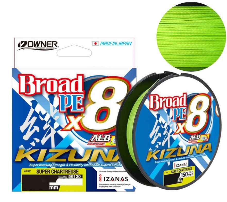 Fir Textil Owner Kizuna X8 Broad, 5.40kg, 0.12mm, Chartreuse, 135m