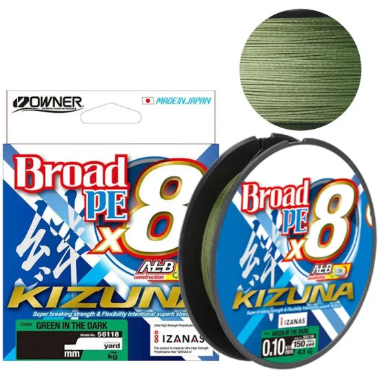 Fir Textil Owner Kizuna X8 Broad, Green In The Dark, 0.21mm, 15.3kg, 135m