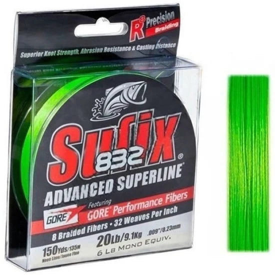 Fir Textil Sufix 832 Neon Lime, 120m, 0.38mm, 36.00kg/79lbs