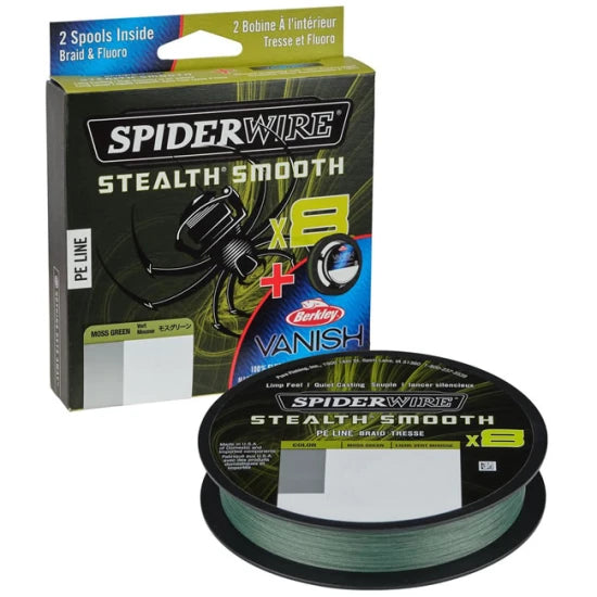 Fir Textil Spiderwire Stealth Smooth Duo Spool Ss8 Braid Moss Green, 150m, 0.13mm, 11.2kg + Berkley Vanish Fluoro 40m, 0.40mm, 10kg