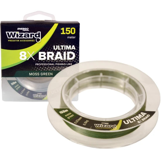 Fir Textil Wizard Ultima 8x Braid, Moss Green, 0.14mm, 10.23kg, 150m