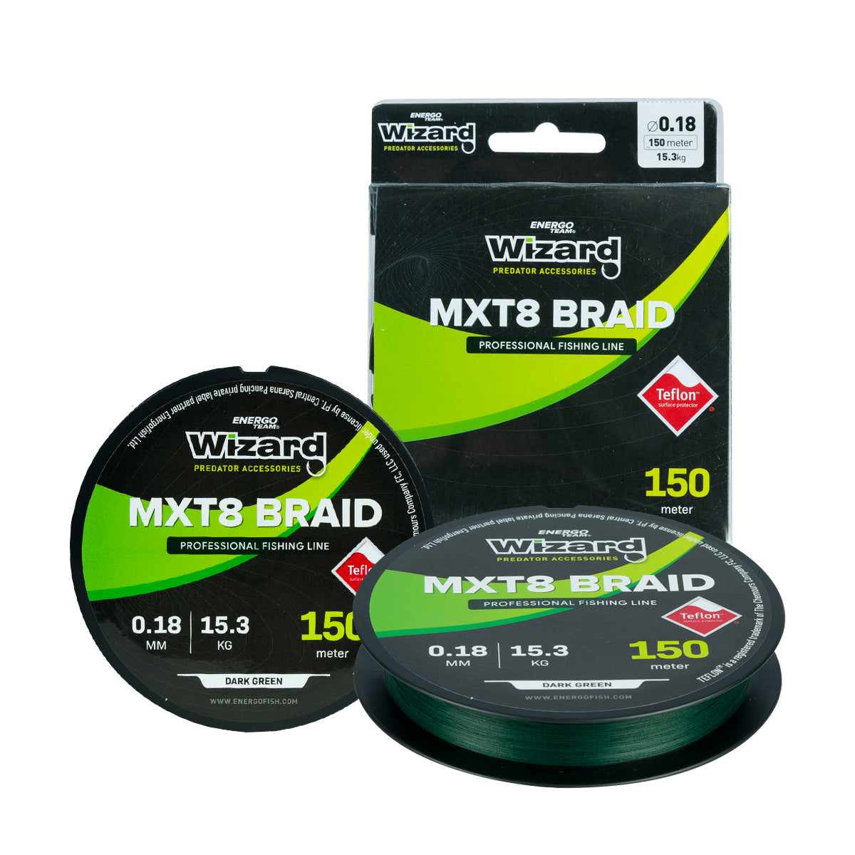 Fir Textil Wizard MXT8 Braid Dark Green 0.15mm 150m 12.2kg