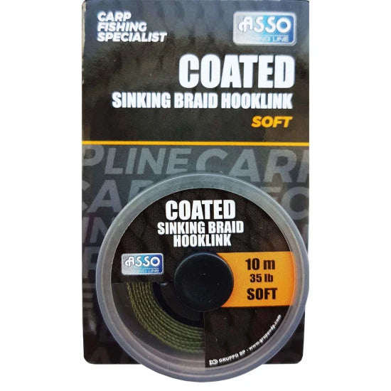 Fir Textil Cu Camasa Asso Coated Soft Sinking Braid Hooklink 15lb 10m