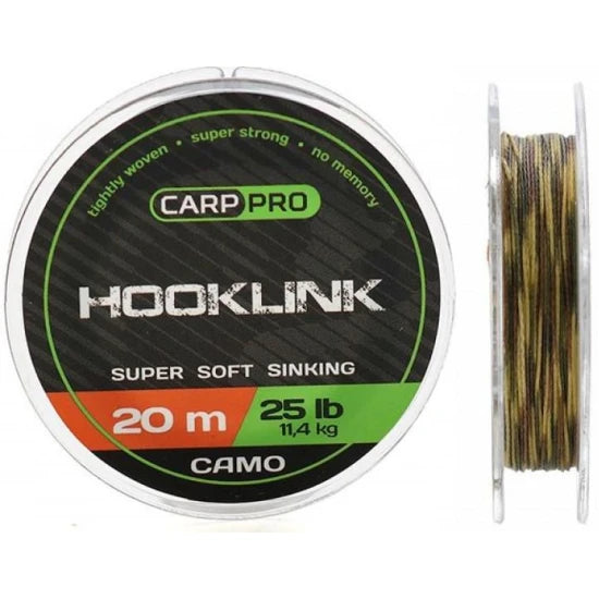 Fir Textil Cu Camasa Carp Pro Sinking Hooklink Camo, 25lbs, 20m