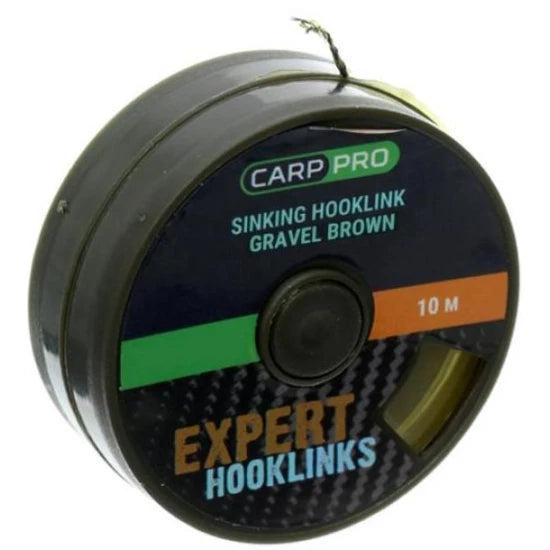Fir Textil Cu Camasa Carp Pro Sinking Hooklink, Gravel Brown, 10lbs, 10m