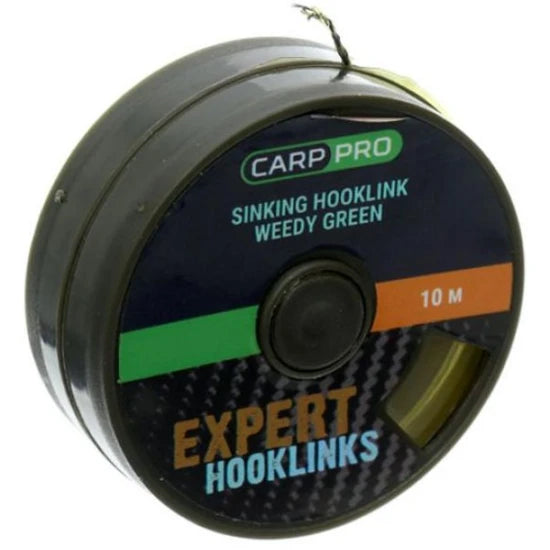 Fir Textil Cu Camasa Carp Pro Sinking Hooklink, Weedy Green, 15lbs, 10m