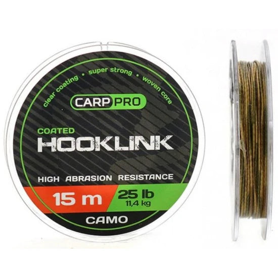 Fir Textil Cu Camasa Carp Pro Soft Coated Hooklink Camo, 25lbs, 15m