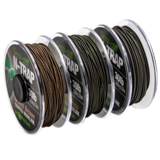 Fir Textil Cu Camasa Korda N-trap Semi Stiff, Gravel Brown, 20lbs, 20m