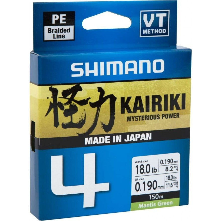 Fir textil Shimano Kairiki 4 PE Braid Mantis Green 0.19mm 11.6kg 150m