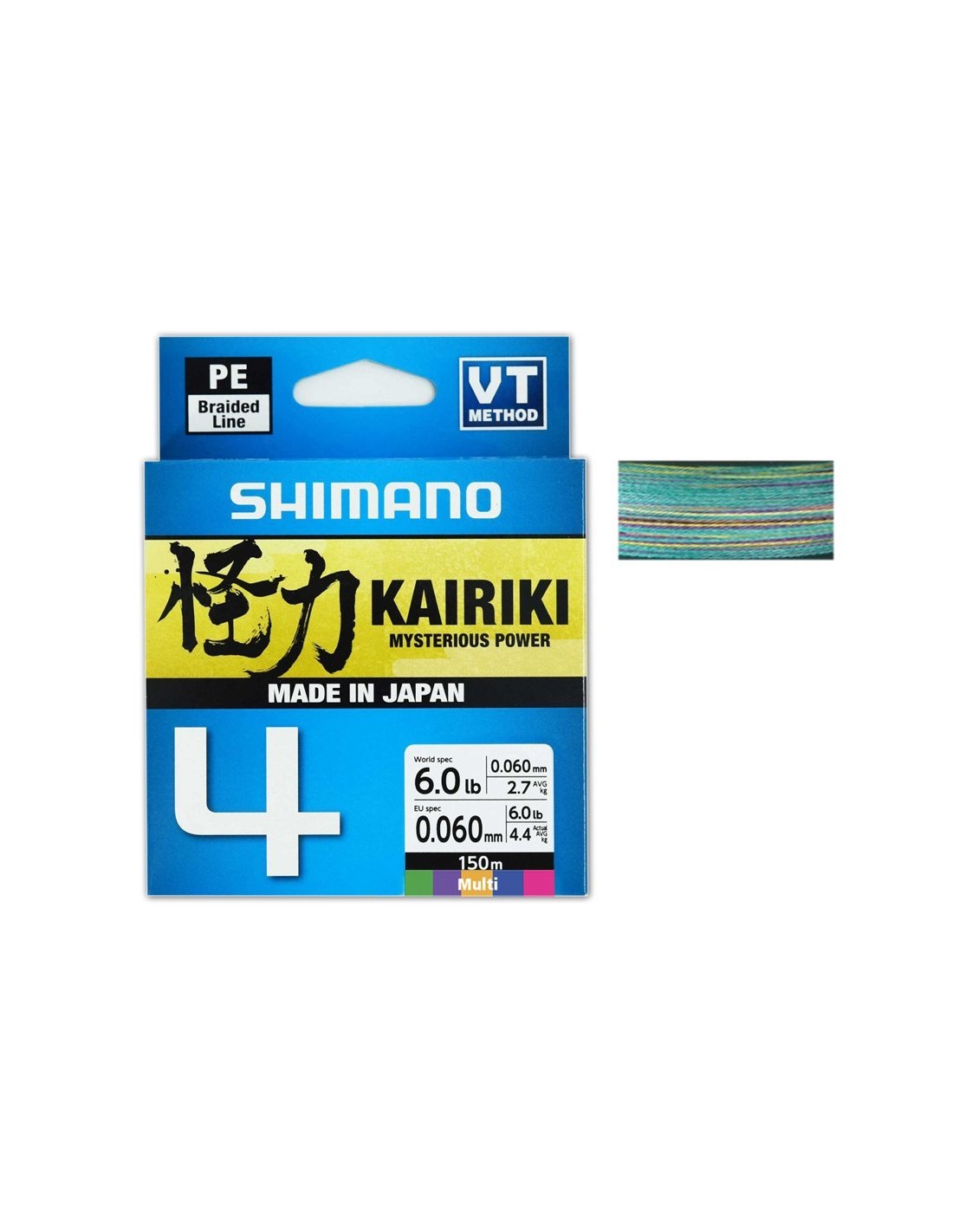 Fir textil Shimano Kairiki 4 PE Braid Multi Color 0.06mm 4.4kg 150m