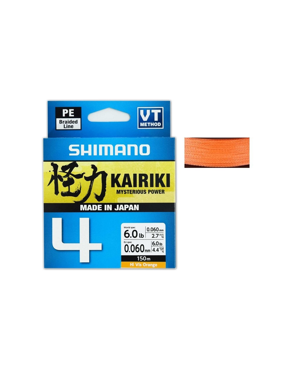 Fir textil Shimano Kairiki 4 PE Braid Orange 0.20mm 13.8kg 150m