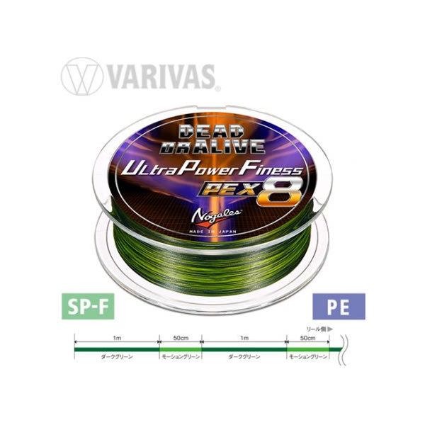 Fir textil Varivas Dead or Alive Ultra Power Finesse PE X8 Marking Green 23lb/150m