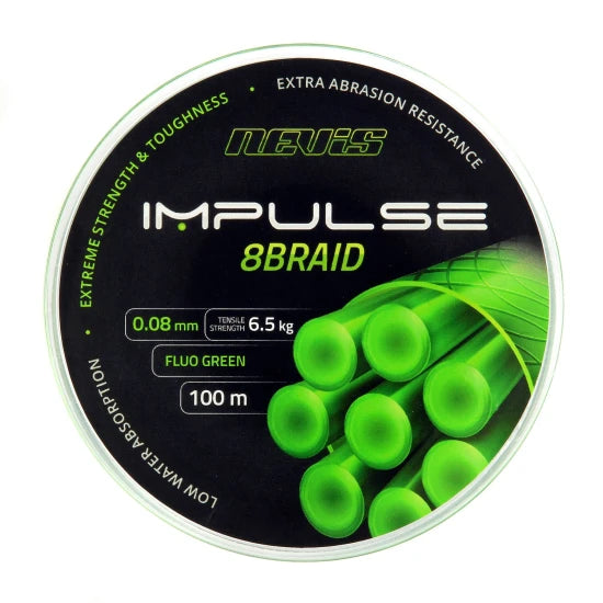 Fir Textil Impletit Nevis Impulse 8braid Fluo Green  100m 0.10mm 7.80kg
