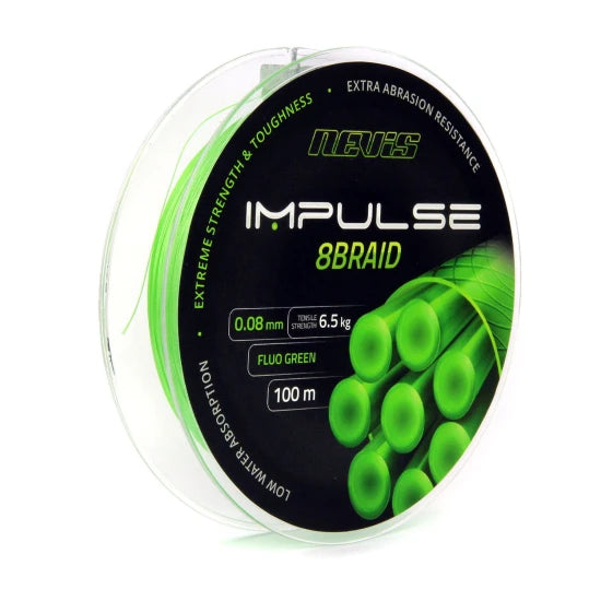 Fir Textil Impletit Nevis Impulse 8braid Fluo Green  100m 0.10mm 7.80kg