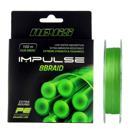 Fir Textil Impletit Nevis Impulse 8braid Fluo Green   100m 0.12mm 9.10kg