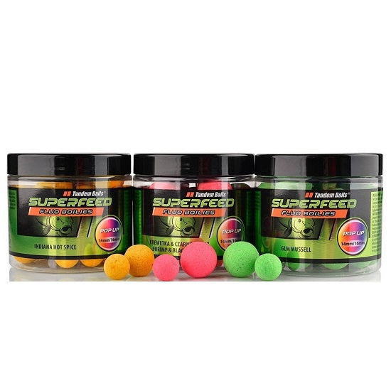 Fluo Pop-Up Tandem Baits SuperFeed 14mm and 16mm 90g Squid And Orange