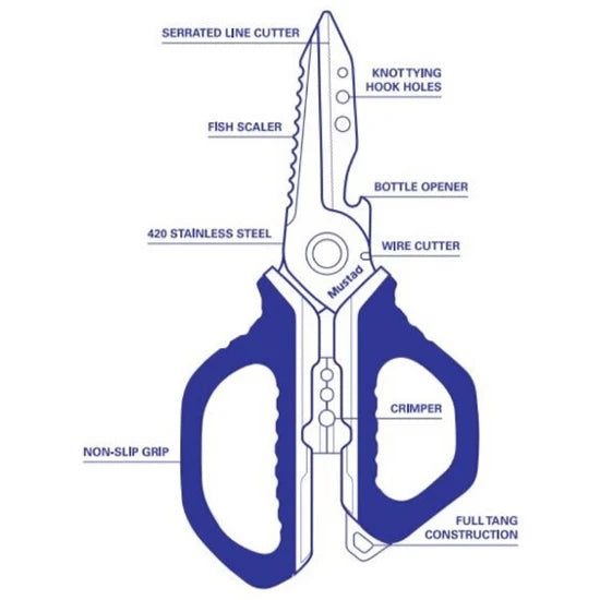 Foarfeca Mustad Stainless Steel Multi Function, 17.8cm
