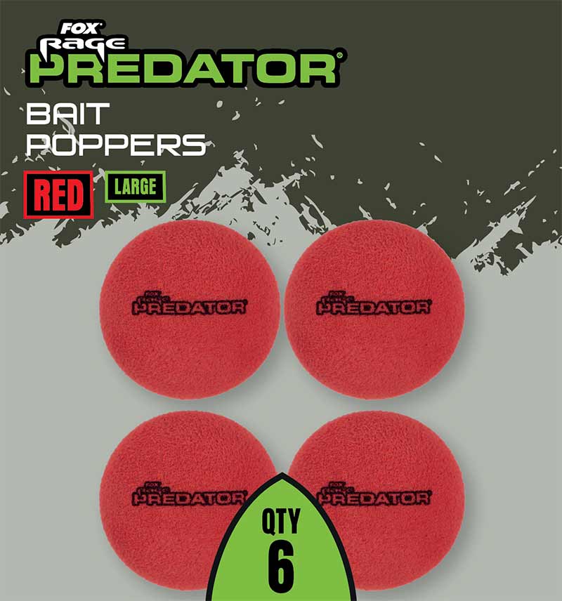 Fox Rage Predator Bait Poppers, Large, Red, 6buc/pac