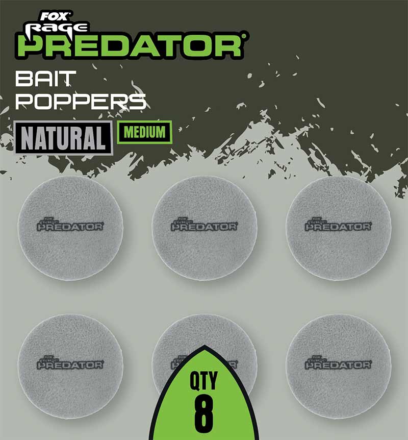 Fox Rage Predator Bait Poppers, Medium, Natural, 8buc/pac