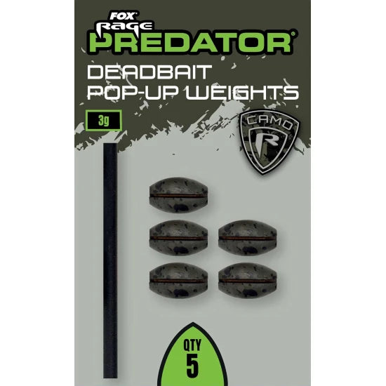 Fox Rage Predator Camo Deadbait Pop-up Weights, 3g, 5buc/pac
