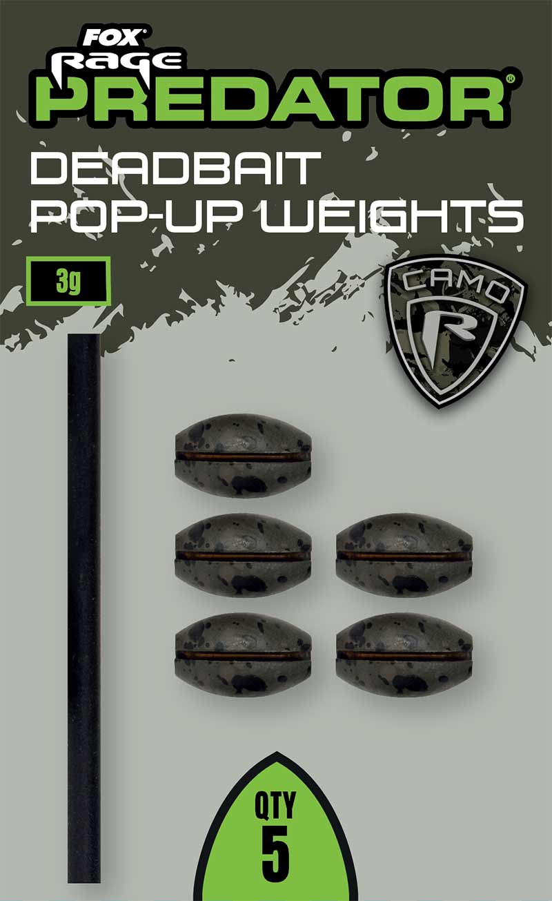 Fox Rage Predator Camo Deadbait Pop-Up Weights, 3g, 5buc/pac