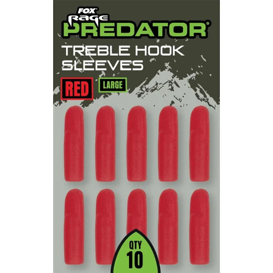 Fox Rage Predator Red Treble Hook Sleeves, Large, 5buc/pac