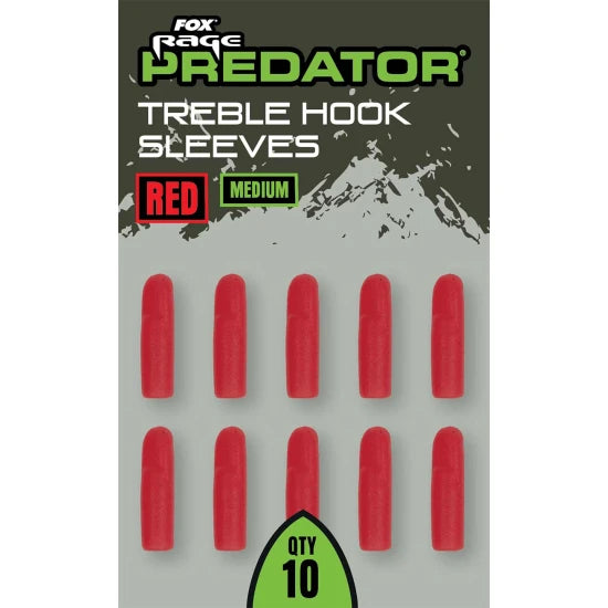 Fox Rage Predator Red Treble Hook Sleeves, Medium, 5buc/pac