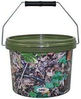 Galeata NGT Pentru Nada Cu Capac Si Maner Metalic, Camo, 5L