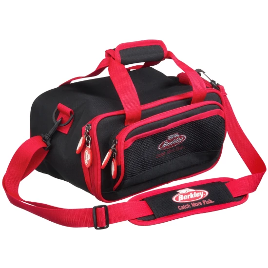 Geanta Berkley Powerbait Bag Medium Rosu/negru + 3 Cutii Naluci, 35x21x19cm