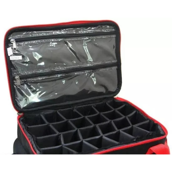 Geanta Berkley Powerbait Dough Bag Large Rosu/negru + 3 Cutii Naluci, 46.5x24x24.5cm