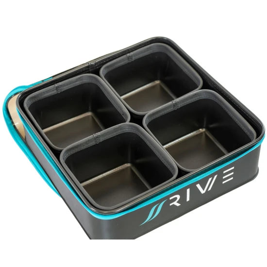 Geanta Eva + 4 Bacuri Rive Bait Tub Case L, 36x36x11cm
