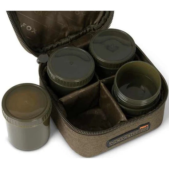 Geanta Fox Voyager 6 Pot Hookbait Case, Kaki, 17x17x10cm