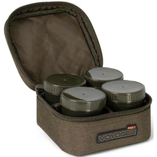 Geanta Fox Voyager 6 Pot Hookbait Case, Kaki, 17x17x10cm